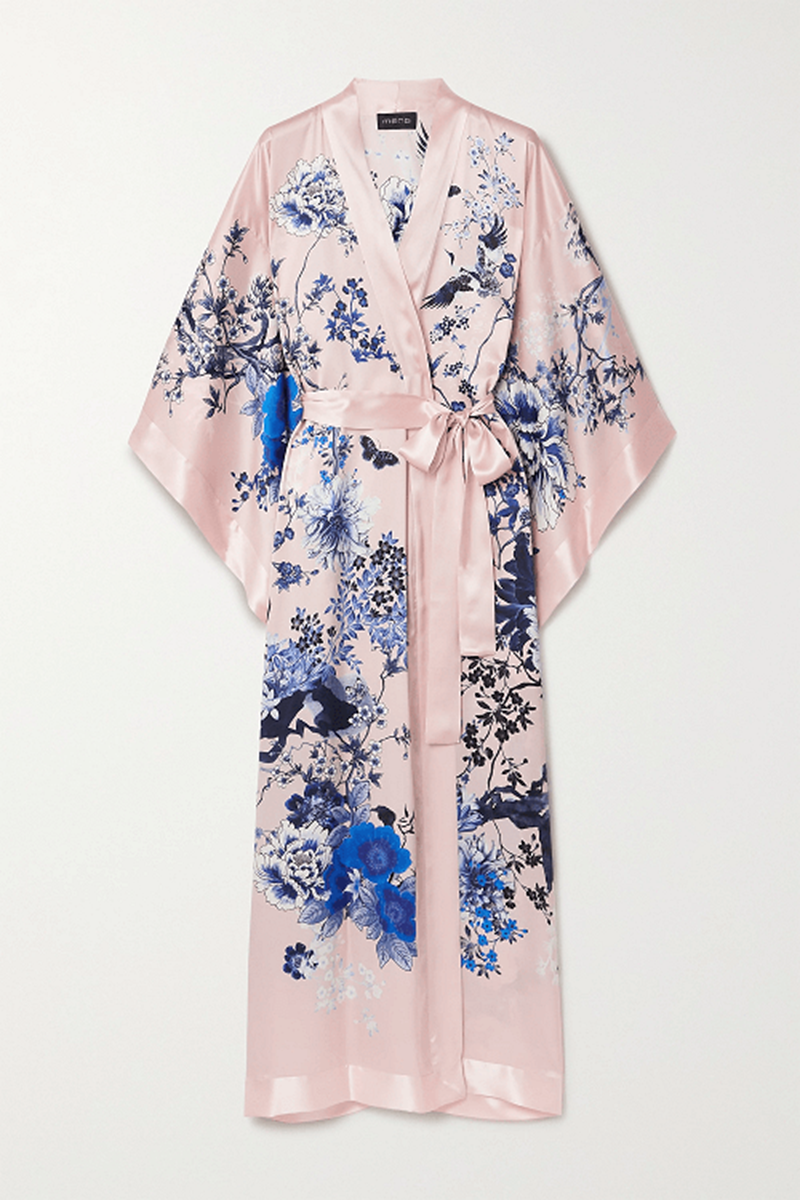 Floral σατέν κιμονό MENG