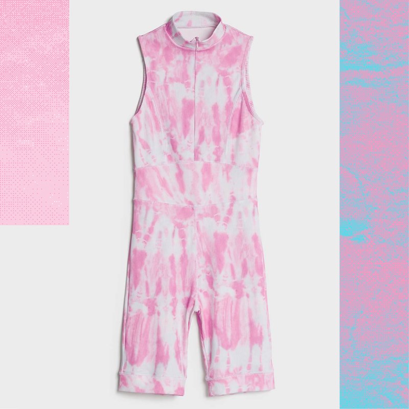 Ποδηλατική ολόσωμη φόρμα tie-dye, Bershka.