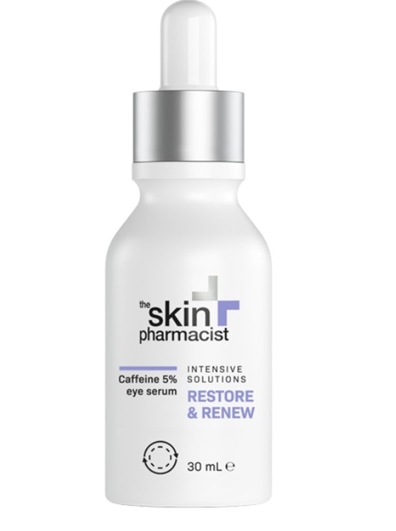 Συσκευασία του ορού ματιών Caffeine Eye Serum της the skin pharmacist.