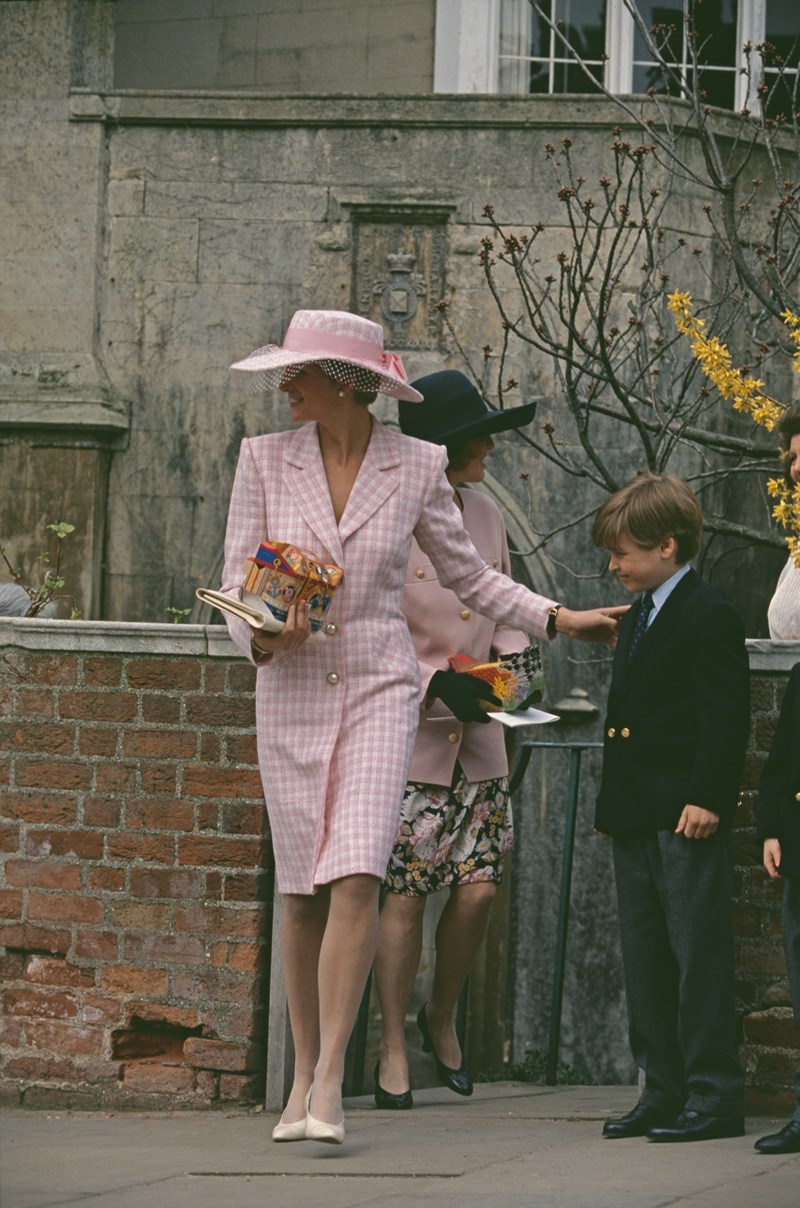 Diana, Princess of Wales with her son Prince Harry and the Duchess of York at St George's Chapel, Windsor, for the Easter service, 31st March 1991.
