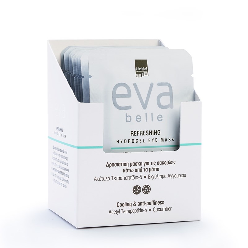 Συσκευασία του προϊόντος Eva Belle REFRESHING HYDROGEL EYE MASK της InterMed.