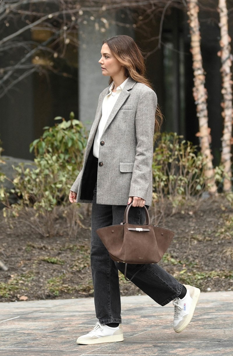 Katie Holmes spotted in NYC with a DeMellier Bag on March 07, 2025 in New York City.