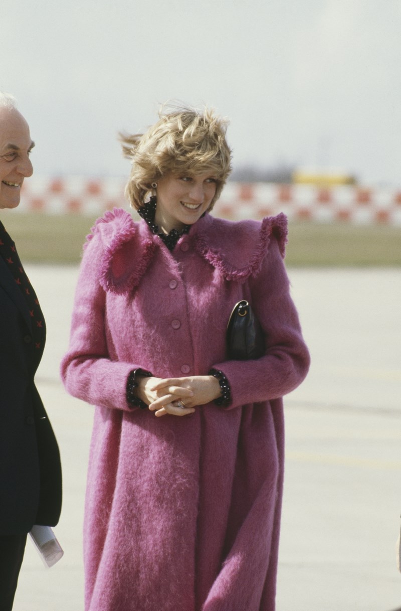 Diana, Princess of Wales (1961 - 1997), wearing Bellville Sassoon maternity coat, in Huddersfield, UK, 22nd March 1982.
