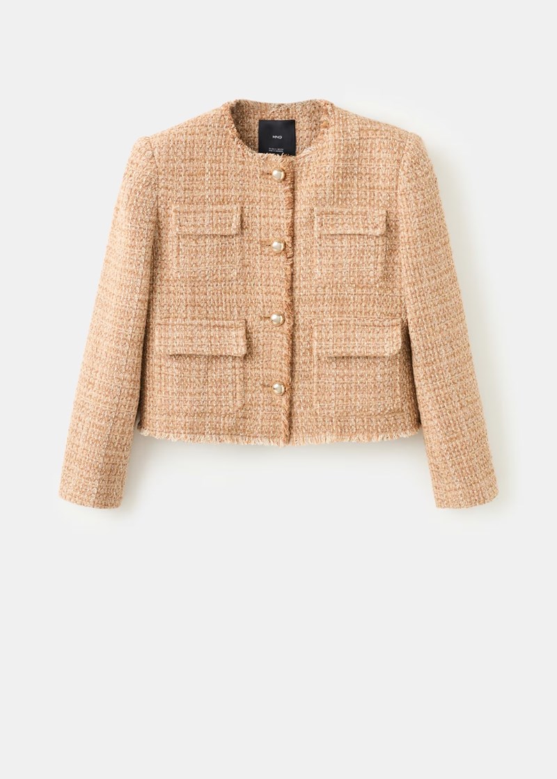 Tweed jacket με ξεφτισμένα τελειώματα