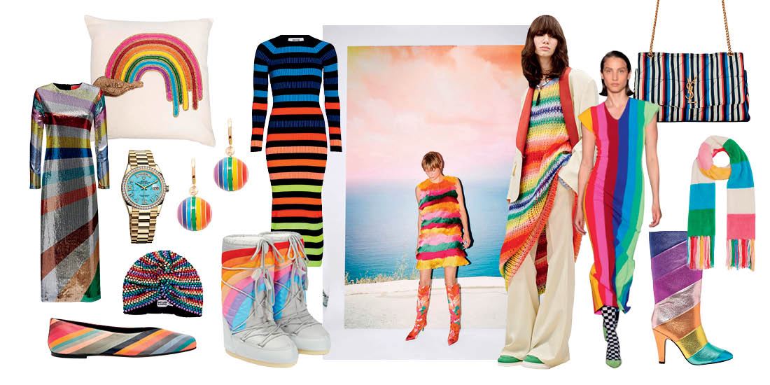 Rainbow euphoria: Οι ρίγες του ουράνιου τόξου τυλίγουν φορέματα, πλεκτά και αξεσουάρ